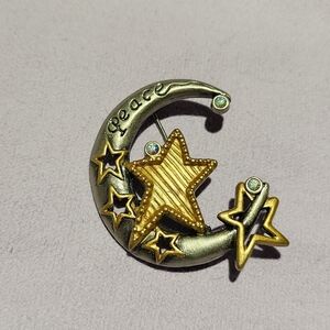 DD DARLING DASH Gold and Silver Star Moon Brooch